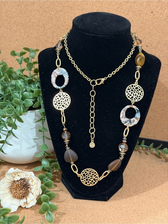 Ruby Rd. Jewelry - Ruby Rd. Gold-Tone Necklace with Brown and Marbled Accents